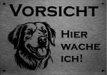 Edelstahl Warnschild Golden Retriever VORSICHT Hier wache ich!